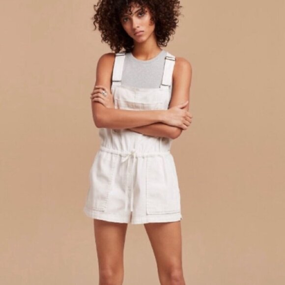 Aritzia Wilfred Beatriz Romper Shirt Overalls White Size Small - Picture 3 of 7
